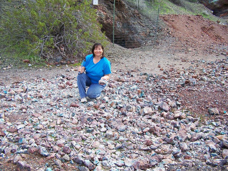 Stephanie with some tailings.JPG